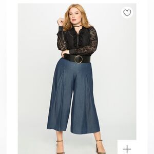 Eloquii Button Down Lace Ruffle Blouse